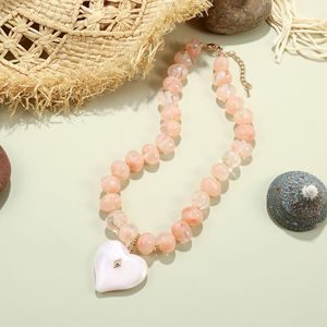 Collier ras du cou tendance avec pendentifs et breloques en acrylique coloré, <span class=keywords><strong>grand</strong></span> pendentif cœur rouge, bijoux pour femme, cadeau d'été pour la plage - Product Image 4