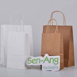 SenAng Best Selling 50 Pc Shopping Promotion Supermarket Your Own Logo Flexo Printed Eco-friendly Recyclable Kraft Paper Bags - Product Image 2