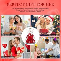 Cadeaux pour la Saint-Valentin et les anniversaires pour maman, grand-mère, épouse et fille - Rose éternelle préservée, figurines d'anges en verre, lumière LED