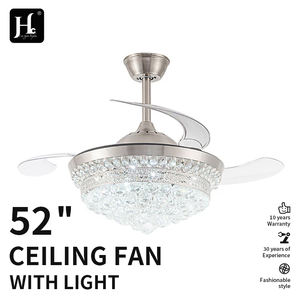 Ventilateur de plafond moderne à LED de 42 pouces avec moteur DC, 6 vitesses, profil bas, lustre en cristal de luxe avec télécommande - Product Image 4