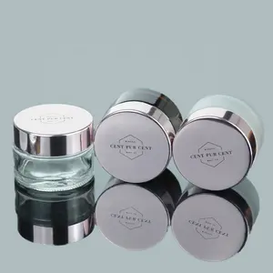 Prix d'usine personnalisé 20ml 50ml 60ml emballage cosmétique 2oz pot de verre crème givré UV couvercle or rose (GJM65)