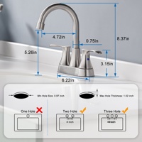 Robinet de salle de bain moderne en nickel brossé, entre-axes 4 pouces, mitigeur de lavabo à double levier et bec haut, logo OEM, pour salon