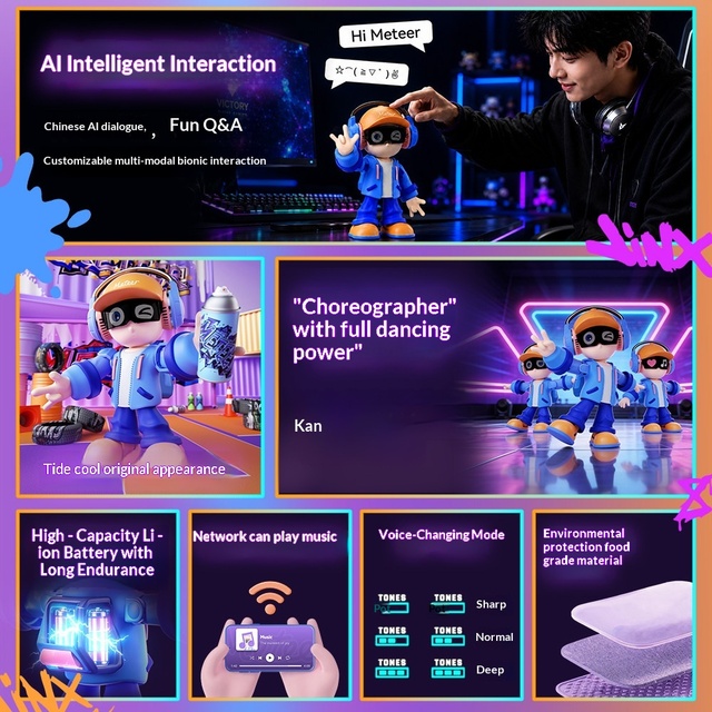 AI Companion Robot with Voice Chat Touchscreen Smart Interactive Desktop Robot for Home Entertainment Gift