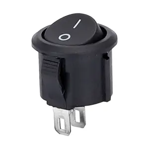 Mini interruptor redondo para máquinas de café, chave preta, 23mm, sem luz pa66, on-off, 2pin