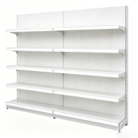 Étagère de présentation de supermarché intégrée robuste sur mesure avec combinaison acier-bois pour les magasins de détail