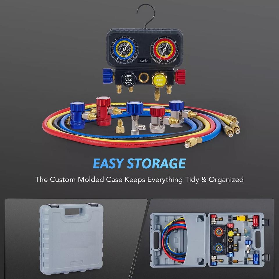 AC Diagnostic Manifold Gauge Tool Set with 4 Way HVAC Gauges| Alibaba.com