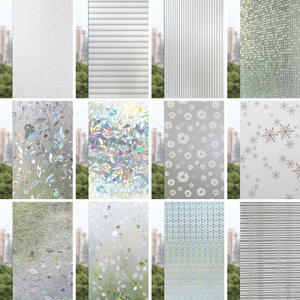 Film PVC anti-statique sans colle <span class=keywords><strong>pour</strong></span> fenêtre de <span class=keywords><strong>douche</strong></span> extra large, anti-regard indiscret, protection solaire, translucide, motif floral - Product Image 2