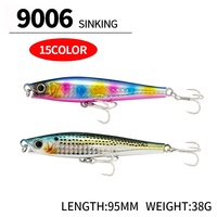 Leurre Minnow Holographique Laser 38g 95mm 15 Couleurs pour Pêche en Mer, Lancer de Plage, Coulant, Longue Portée, Appât Dur pour Eau Salée