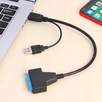 Adaptador dual USB3.0 a SATA Notebook Cable adaptador de disco duro compatible con SSD y 22 pines 2,5 "HHD y controlador de DVD