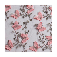 Kain Jala Bordir Kupu-Kupu 3D yang Larut dalam Air, Bordir Daun Tulle untuk Lingerie & Rok Gaun Putri.