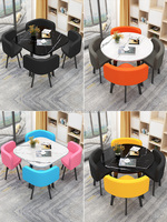 Ensemble Table et Chaises Rondes Style Design Moderne Mobilier de Restaurant Cantine Café Table et Chaise Fast Food pour Salon de Café