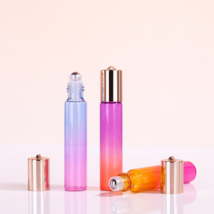 Bottiglie di vetro a rullo di colore arcobaleno sfumato da 10ml con tappo portachiavi e corpo ispessito per profumo di olio essenziale di fragranza - Product Image 4