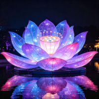 Maßgefertigte Große Lotus-Blumen-Laterne Lotus LED Wasserdicht für Außenbereich für Buddhistische F...