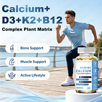 Capsules molles de Calcium D3 K2 B12, 60 unités, 2000 mg par portion, avec Glucosamine Chondroïtine pour soutenir les os, les dents, les articulations, le système immunitaire et les nerfs