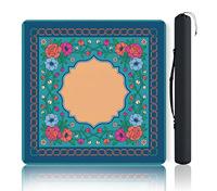Tapis de mahjong à motif floral violet série M0806, 31,5 pouces, antidérapant, réduction du bruit, tapis de table pour jeux de société, mahjong, poker