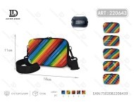 Borsa a tracolla da donna in plastica da 7 pollici a righe, resistente all'acqua, alla moda, per tutte le stagioni - Product Image 1