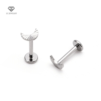 Boucles d'oreilles de piercing corporel en titane G23 plaqué or, zircon, forme de lune, motif marteau, pour mariage et fiançailles
