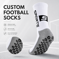 Chaussettes de football antidérapantes en polyester pour hommes, chaussettes de football personnalisées avec grip, vente en gros