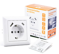 Prise murale LEISHEN 16A 5V/3.4A homologuée CE ROHS, norme européenne, avec ports USB A et Type-C, trou rond européen