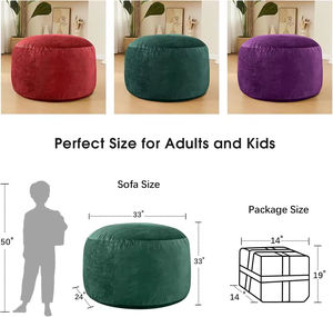 Modern Style Giant Velvet Fabric Lazy <strong>Bean</strong> <strong>Bag</strong> Cover Foldable Floor Sofa Cover for Bedroom Home Office Hotel Apartment - Product Image 5