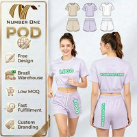 Ensemble de vêtements de sport pour femmes en deux pièces, haut court à ourlet élastique plissé, short de course à cordon de serrage, vêtements de sport pour femmes, ensembles de vêtements de fitness POD