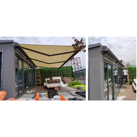 Auvent rétractable avec éclairage LED et protection anti-éclaboussures, auvent extérieur en aluminium motorisé pour terrasse, jardin, restaurant