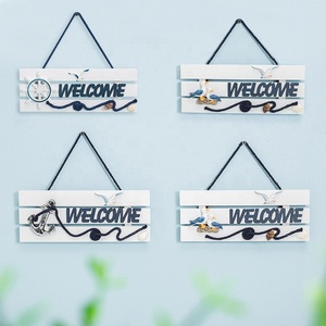 Panneau de bienvenue mural en bois de Style méditerranéen, décoration de plage nautique, artisanat suspendu pour porte de <span class=keywords><strong>jardin</strong></span> - Product Image 6