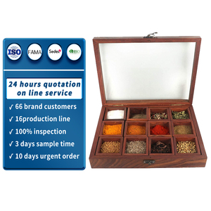 Boîte à épices <span class=keywords><strong>en</strong></span> <span class=keywords><strong>bois</strong></span> fabriquée à la main avec 12 compartiments et boîte de rangement <span class=keywords><strong>en</strong></span> <span class=keywords><strong>bois</strong></span> pour cuillère pour la cuisine - Product Image 1