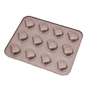 Rabbit Cake Mold 12 Cavity Gold Baking Tray Oven <b>Safe</b> Cartoon Shape Baking <b>Tool</b> - Product Image 4