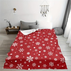 Couverture en Raschel Doux à Motif Flocon de Neige de Noël, Rouge, Rectangulaire, Anti-Boulochage, pour la Maison, Hiver, Confortable - Product Image 4