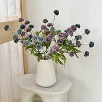 Realistiche Champagne Pompon Chrysanthemum met meerdere bloemknoppen, zijden bloembol voor bruidsboeket, thuisdecoratie, groothandel