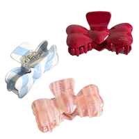 Pince à cheveux en acétate à nœud papillon, style vintage rayé, pince requin simple pour queue de cheval, accessoires pour chignon et coiffure arrière pour femme