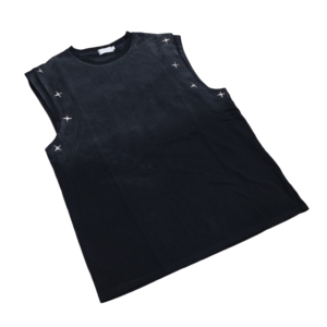 เสื้อยืดแขนกุดผู้ชายสไตล์วินเทจ แต่งกระดุม ผ้าฝ้าย 100% 240 กรัม ซักแบบ Stone Washed ทรงโอเวอร์ไซส์ ระบายอากาศได้ดี - Product Image 3