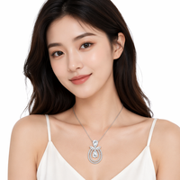Collier pour femme en argent sterling 925 de haute qualité avec pendentif fer à cheval et zircon cubique taillé en forme de poire, plaqué rhodium