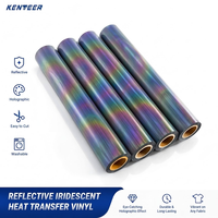 Rouleau de vinyle HTV réfléchissant arc-en-ciel éblouissant, film thermocollant iridescent à changement de couleur pour vêtements de sport