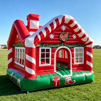 Château gonflable de Noël personnalisé avec trampoline, décoration maison du Père Noël pour jardin