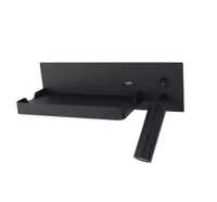 Lampe murale de chevet LED avec chargeur sans fil, port USB-A, interrupteur à bouton et lampe de lecture réglable
