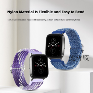 Correa tejida elástica de nailon de 22mm para <span class=keywords><strong>Amazfit</strong></span> Series hebilla de <span class=keywords><strong>Metal</strong></span> estable reemplazo de liberación rápida pulsera transpirable ajustable - Product Image 4