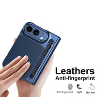 Étui pliable magnétique en cuir PU anti-traces de doigts avec protection de charnière et coque en verre trempé antichoc pour iPhone Duo 18 Fold