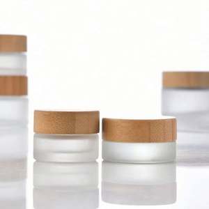 Envase de Vidrio Esmerilado Ecológico de 5g 10g 15g 20g 30g 50g 100g para Crema Cosmética con Tapa de Bambú y Logotipo Personalizado Serigrafiado - Product Image 4