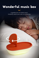 Petite veilleuse à LED Bateau musical Lampe de maison intelligente pour le sommeil des enfants Lumière blanche chaude Alimenté par batterie Matériau ABS Salon