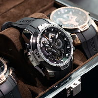 Récif Tiger – montre de Sport de luxe pour hommes, montres en or Rose, bracelet en caoutchouc bleu, montres étanches automatiques RGA3503