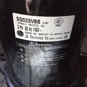 คอมเพรสเซอร์แบบสกรอลล์ LG รุ่น SQ028VBB 3 เฟส 60 Hz 145v R22 สำหรับเปลี่ยนแอร์ - Product Image 1