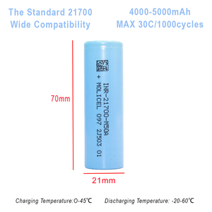 INR 21700 リチウム充電式電池 <span class=keywords><strong>3.6V</strong></span> 3.7V 5000mAh 4000mAh リチウムイオン電池パック 電動工具 AGV車用 - Product Image 2