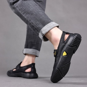 Sandales décontractées pour hommes, bout fermé, en cuir véritable, semelle intermédiaire en EVA, semelle extérieure en caoutchouc, fabriquées au Vietnam, toutes saisons, à enfiler - Product Image 4