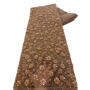 Ni. Ai đẹp Lulu đính cườm ren với sequins Polyester lấp lánh thêu Sequins vải cho Bridal Wedding Dress - Product Image 5