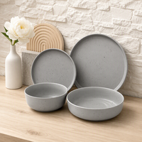 Ensemble de vaisselle en grès noir mat JIUWANG, assiettes rondes, bols, tasses, vaisselle en céramique pour restaurant, maison, service de cuisine occidentale