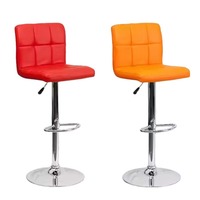 Tabouret de bar moderne en cuir PU personnalisé, base en acier inoxydable, assise rembourrée, certifié BSCI, design contemporain