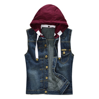 Blouson Bomber en Jean Tricoté en Coton pour Homme avec Capuche, Coupe Slim Déchirée, Style Classique Décontracté, Camouflage Printemps – Vente en Gros