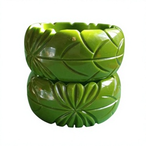 Vintage Round New Resin Design <b>Bangle</b> Vase Sets Stylish with Floral Pattern in Yellow Black and Teal Party for Home Decoration - Product Image 6